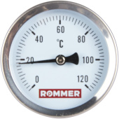 ROMMER Термометр биметаллический 63 мм 120 градусов с погружной гильзой 75 мм 1/2 — фото, характеристики, купить в SMOLENSK-CLIMBO