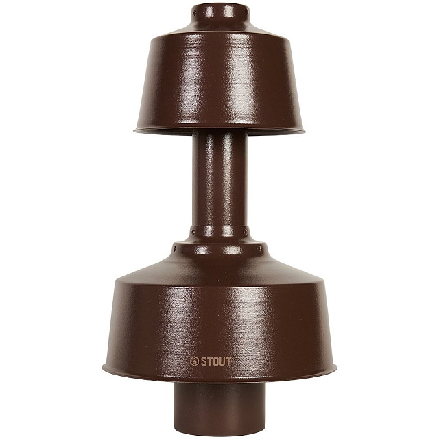 STOUT Оголовок вертикальный с ветрозащитой конденсац. коакс. D60(п)/100(п) КОРИЧНЕВЫЙ широкий — фото, характеристики