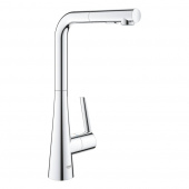 Смеситель для кухни GROHE Zedra с выдвижной лейкой, L-образный излив с 2 режимами струи, хром (32553002) — фото, характеристики, купить в SMOLENSK-CLIMBO