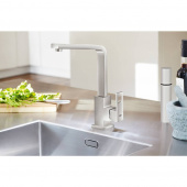 Смеситель для кухни GROHE Eurocube, суперсталь (31255DC0) — фото, характеристики, купить в SMOLENSK-CLIMBO