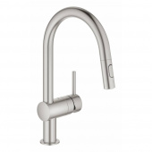Смеситель для кухни GROHE Minta с выдвижным изливом, суперсталь (32321DC2) — фото, характеристики, купить в SMOLENSK-CLIMBO