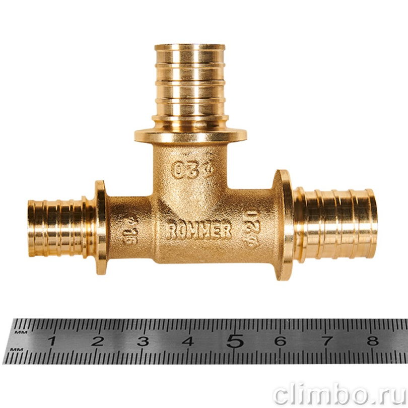 Тройник переходной ROMMER 20x20x16 для труб из сшитого полиэтилена аксиальный — фото, детали конструкции