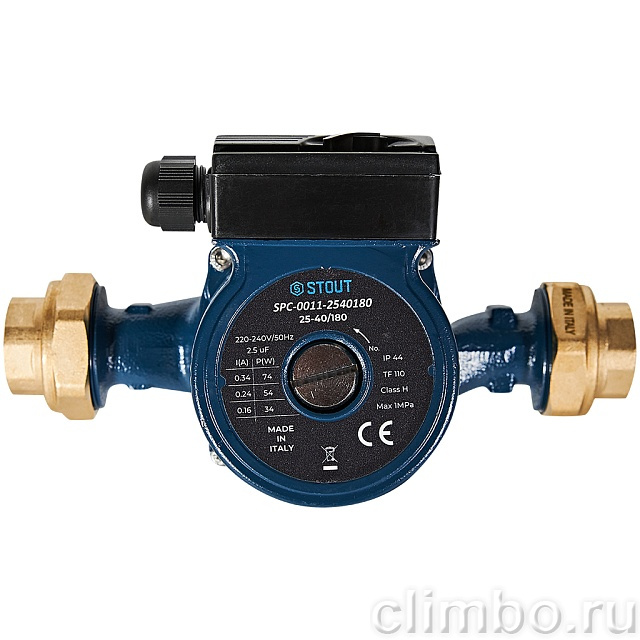 Циркуляционный насос STOUT 25-40/180 220/240V 50Hz с латунными гайками G 1 1/2 x Rp 1 — фото, детали конструкции