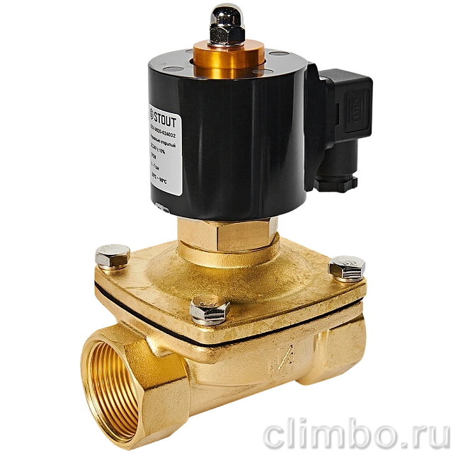 Клапан соленоидный (электромагнитный) STOUT прямого действия НО 24В G1 1/4 — фото, детали конструкции