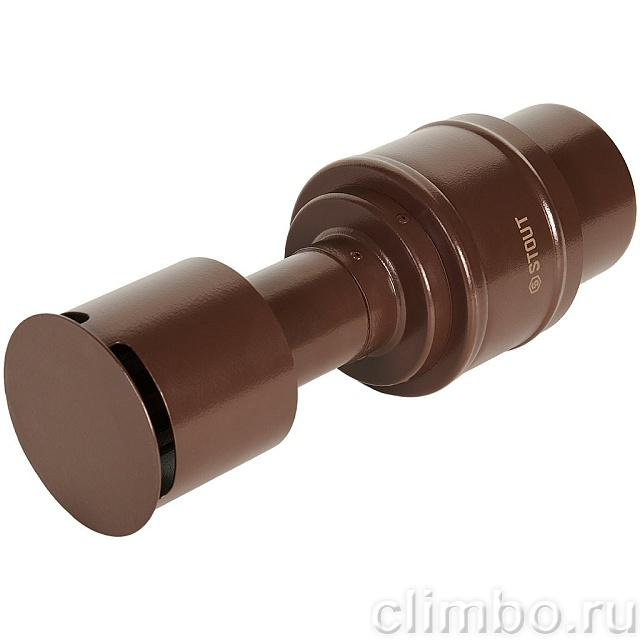 STOUT Оголовок вертикальный с ветрозащитой традиц. коакс. D60(п)/100(п) КОРИЧНЕВЫЙ узкий — фото, детали конструкции
