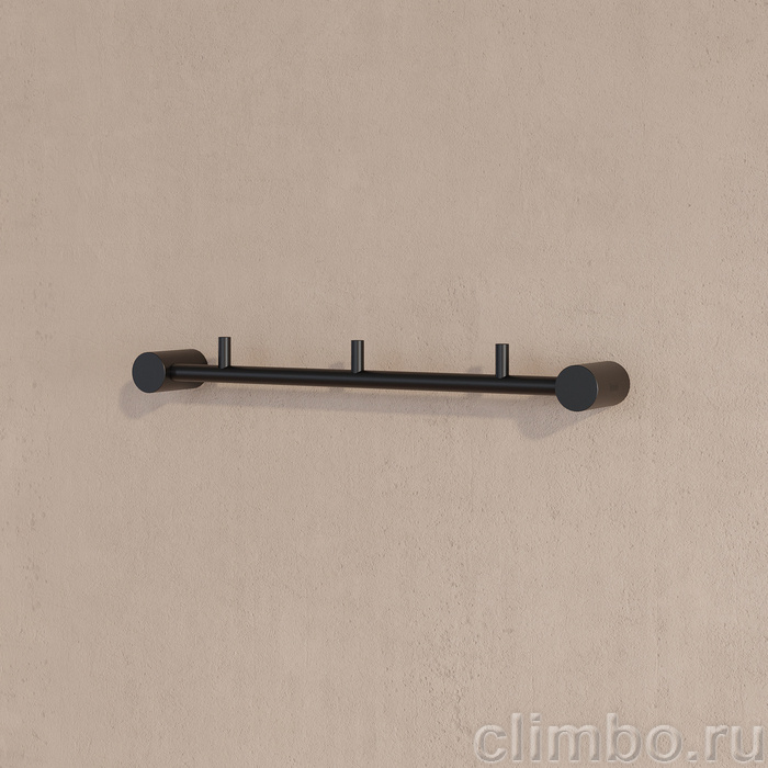 Планка на 3 крючка, нержавеющая сталь, Петит (Petite), черный матовый, IDDIS, PETBLS3i41 — фото, детали конструкции
