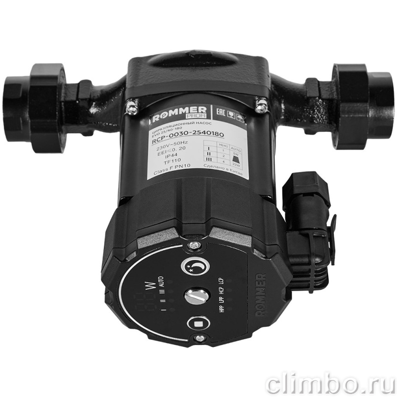 Частотный циркуляционный насос ROMMER PROFI EVO 25/40-180 с гайками и теплоизоляцией — фото, детали конструкции