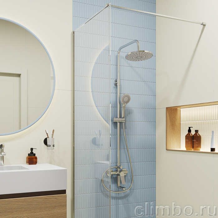 Душевая система с тропическим душем, хром глянцевый, Энджой (Enjoy), Milardo, ENJSB3FM06 — фото, детали конструкции