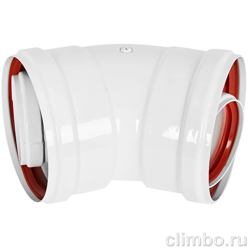 Отвод 45° традиционный коаксиальный ROMMER D60(м-м)/100(м-м) — фото, детали конструкции