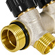 Коллектор распределительный ROMMER RMB-0011 с запорными клапанами, с отводами под 135, подключение 3/4, 2 отвода 1/2, под компрессионный фитинг для полимерных труб — фото, детали конструкции