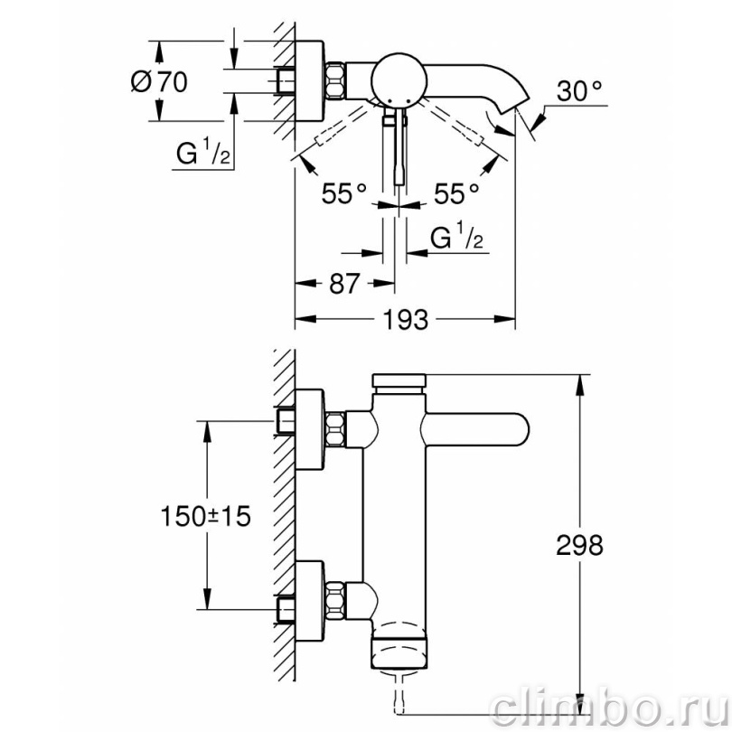 Смеситель для ванны GROHE Essence New, холодный рассвет глянец (33624GL1) — фото товара
