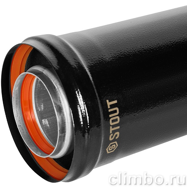 STOUT SCR-6010-600500 STOUT Удлинитель дымохода традиц. коакс. D60(п-м)/100(п-м), L500, ЧЕРНЫЙ — фото, детали конструкции